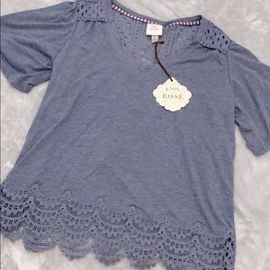 Dusty blue embroidered blouse